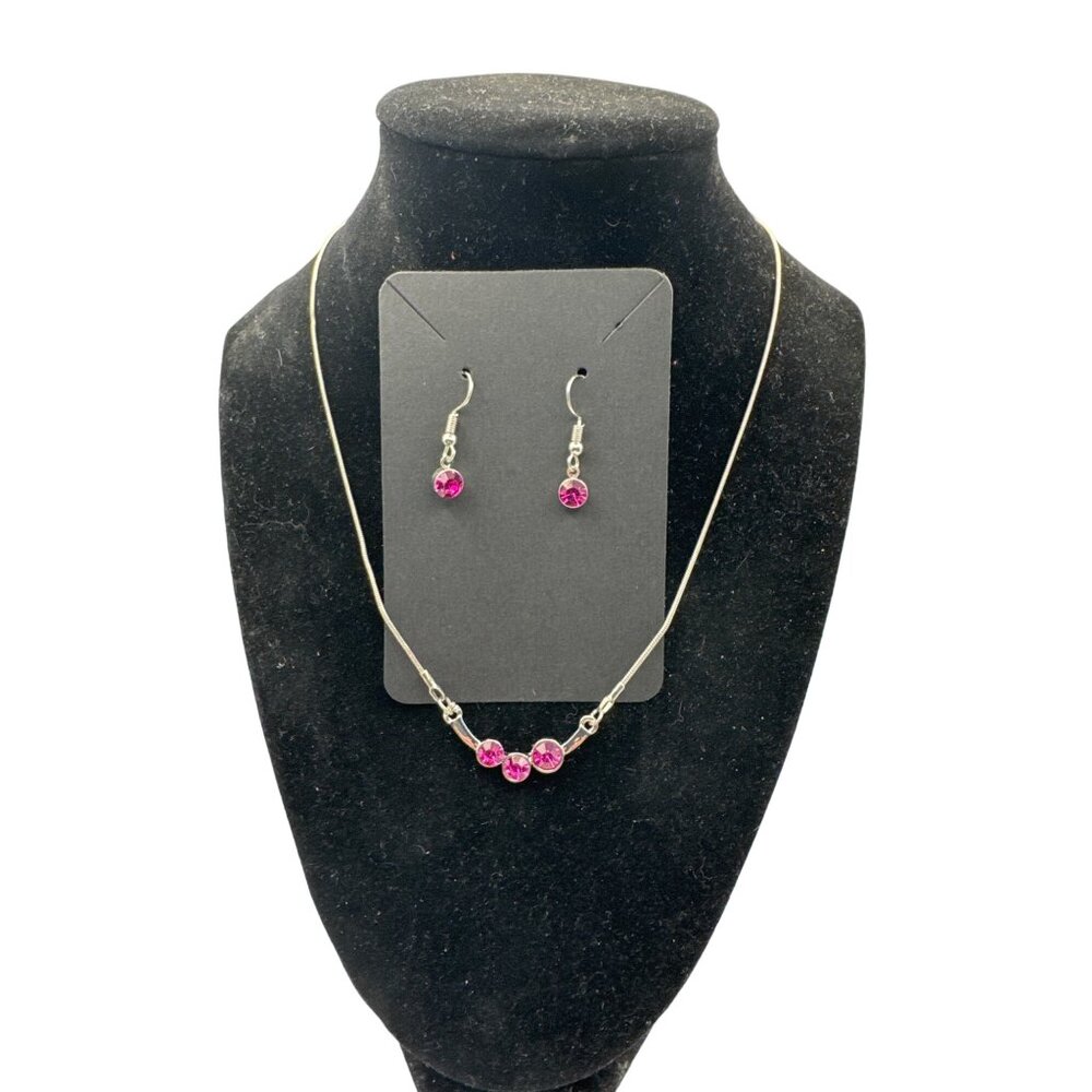 Sparkling Stargazer Pink Gemstone Necklace and Earring Set